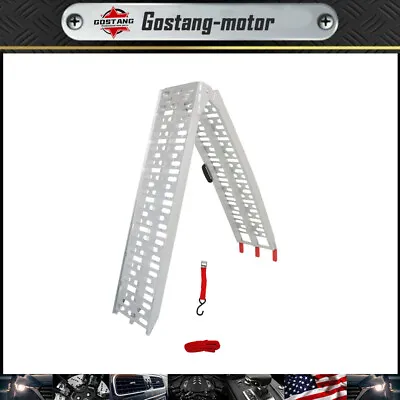 Aluminum Loading Ramp Arched For Motorcycle ATV/UTV Truck Lawnmower 1pcs • $80.22