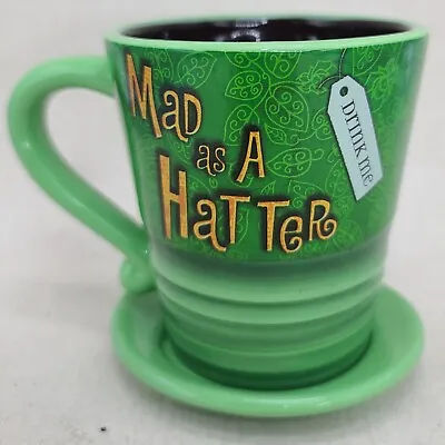 GREEN Disney Mad Hatter Mug Alice Wonderland Mad As A Hatter Tea Coffee Mug Cup • $14.99