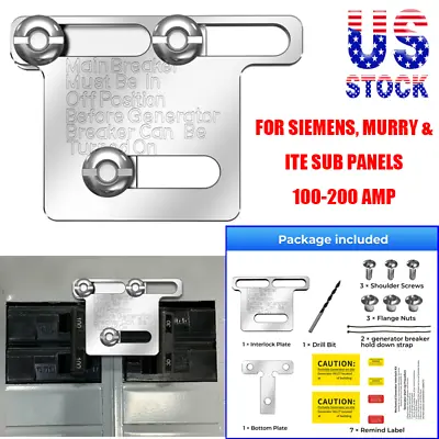 Generator Interlock Kit For Siemens  Murry & ITE Sub 100 & 200 Amp Main Panel • $33.59