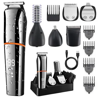 Mens Rechargeable Body Hair Beard Clipper Trimmer Shaver Grooming Kit • £20.89