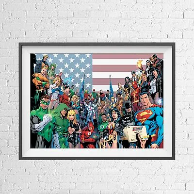 $9.95 • Buy DC COMICS SUPERHEROES JUSTICE LEAGUE POSTER PICTURE PRINT Sizes A5 To A0 **NEW**