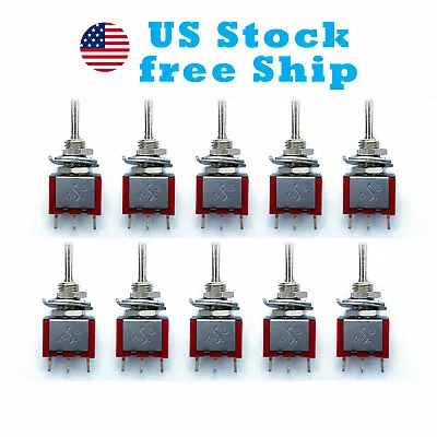 10pcs ON-ON  MTS-202 2 Position Mini Toggle Switches Silver 6 Pin DPDT US Stock • $8.46