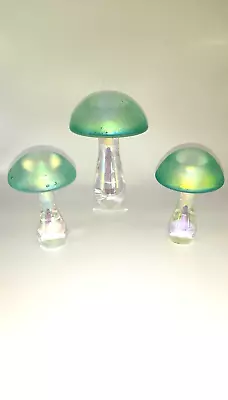 £58 • Buy Heron Glass Green Mushroom Set Of Three - Hand Crafted In Cumbria, UK
