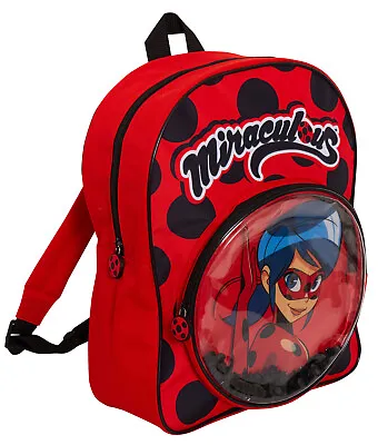 Girls Miraculous Ladybug Backpack Kids Lunch Book Bag School Rucksack Zip Pocket • £12.95