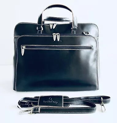 NEW Authentic FRANKLIN COVEY Black Leather Briefcase W/Padded Laptop Compartment • $62