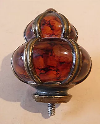 Large Antique Vintage Arts & Crafts Amber Art Glass Lamp Finial • $25