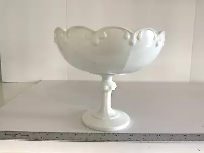 Vintage White Milk Glass Compote Footed Pedestal Fruit Candy Bowl Dish • $12