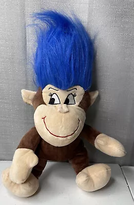 Monkey Troll Mix Plush Stuffed Animal Toy Brown With Blue Hair 16  K&K Sales • $14.99