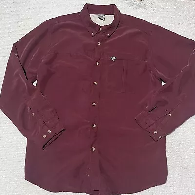 Vtg The North Face Shirt Mens L Button Up Modal Blend Zip Pocket Adjust. Sleeves • $19