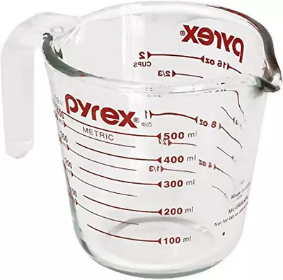 Pyrex Prepware 2-Cup Measuring Cup Red Graphics Clear • $15.54