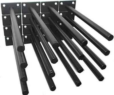 16 Pcs 8  Black Solid Steel Floating Shelf Bracket  Assorted Styles  Sizes  • $37.86
