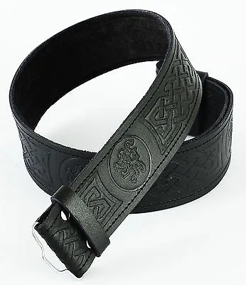Celtic Embossed Leather Kilt Belt Adjustable Size For Kilts Highland Dress • £12.99