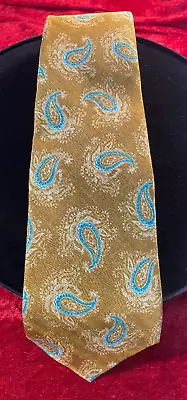Kiton Napoli Tie Gold Turquoise Seven Fold Plush Silk Tie 60 X 3.5 In • $45