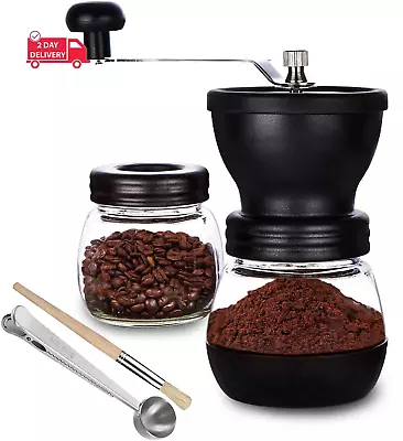 Manual Coffee Bean Grinder With Ceramic Burr Hand Coffee Grinder Mill Small Wit • $34.22