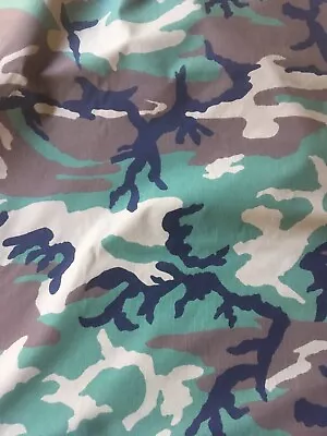 Woodland Camo Ripstop Fabric- 50/50 Cotton/Nylon-  65” Wide 5 Yards Cut. • $45