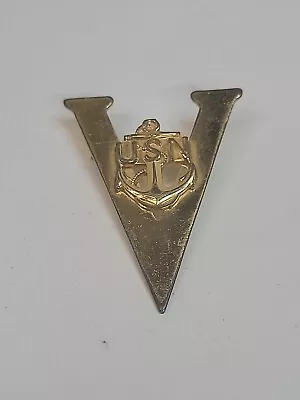 Large WW2 US Navy Sterling Silver V For Victory Brooch Pin.     Box3 • $34