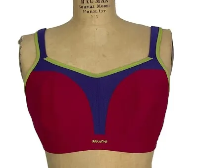 Panache Sports Bra 32G Red Blue Green Ultimate High Impact Underwire Style-5021 • £24.32