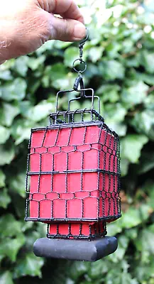 Vintage Chinese Wire Lanterns Square Hand Wrought RED MESH • $59.99