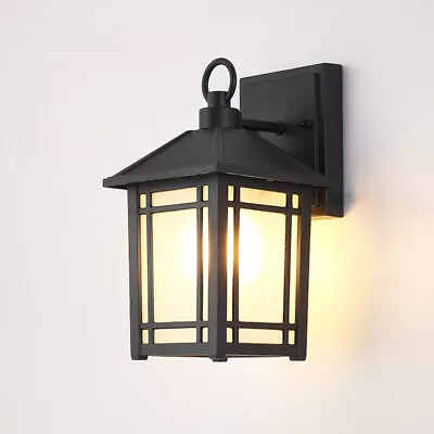 Outdoor Glass Wall Lantern Light Garden Patio Balcony Porch Waterproof Wall Lamp • £17.95