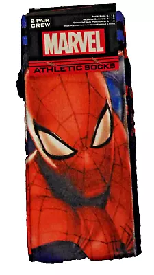 2 PAIRS - MEN'S MARVEL SPIDER-MAN CREW ATHLETIC SOCKS - Shoe Size 6-12 (NWT) • $10.95