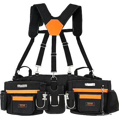 VEVOR Tool Belt With Suspenders Adjustable Carpenter Tool Pouch 600D Polyester • $48.99
