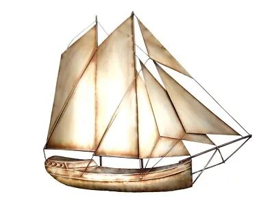 Contemporary Metal Wall Art Decor Picture - Rustic Sail Boat Yacht • £39.99