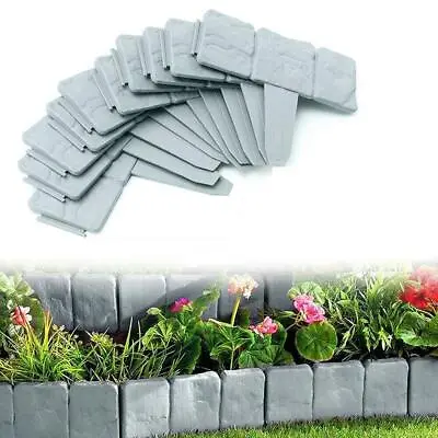 Garden Lawn Cobbled Stone Effect Plastic Edging Plant Border Simply Hammer In • £8.49