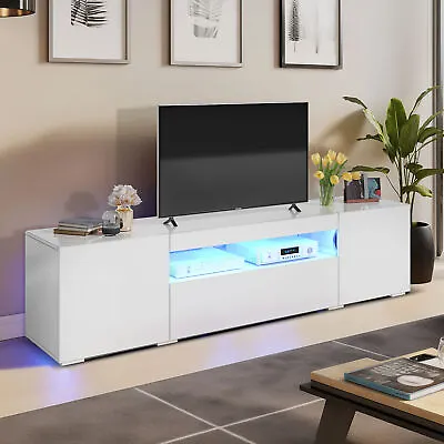 69  High Gloss LED TV Stand For 75/80/85 Inch TV Console With Large Drawer • $132.98