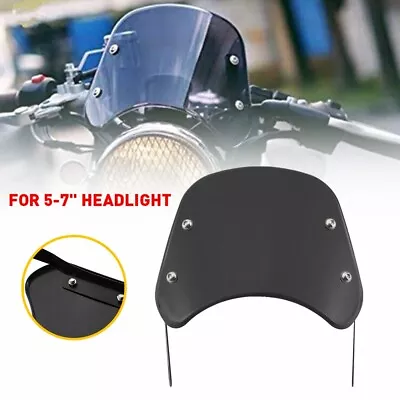 Universal Motorcycle Headlight Fairing Windshield Windscreen 5-7'' Round Smoked • $19.99