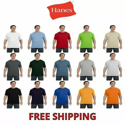 Hanes Men's Heavy 100% Cotton Comfort Soft Pocket T-Shirt Tee S-3XL 5590 • $10.99