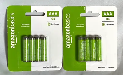 (2) Amazon Basics 4-Pack Rechargeable AAA NiMH High-Capacity Batteries 850 MAh • $13.99