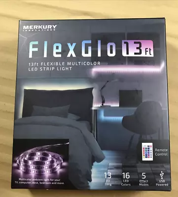 Merkury Innovations FLEXGLO LED 13 Ft Light Strip 16 Colors USB Powered W/Remote • $15.96