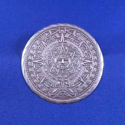 Vintage STERLING SILVER Mayan Aztec Sun Calendar Pendant Pin Made In Mexico • $1.99