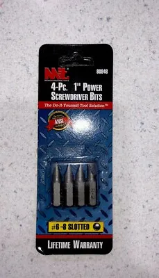 Michigan Industrial Tools 4 Piece 1 Inch Power Screwdriver Bits #6-8 Slotted • $1.99