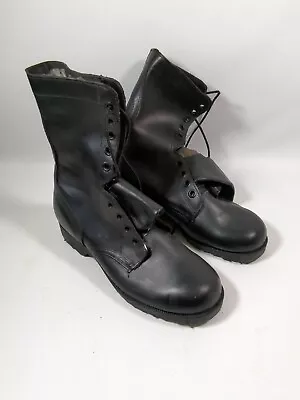 U.S MILITARY BLACK LEATHER Combat BOOTS 8 WIDE USA MADE 18 HOLE • $44.95