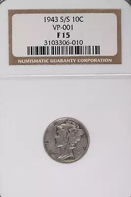 1943 S/S Mercury Silver Dime NGC F15 VP-001 *DoubleJCoins* 9008-60 • $49.95