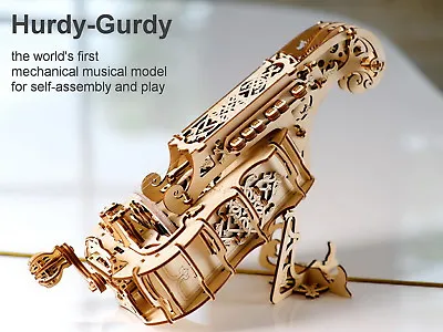 Hurdy-Gurdy Mechanical Musical Instrument Model 3D Wood Puzzle DIY Assembly Kit • $139.95