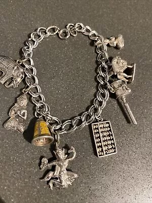 Vintage Asian 925 Sterling Silver Charm Bracelet 8 Charms 23.63 Gr • $59.99