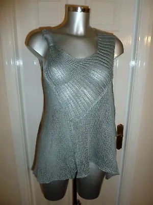 ZUZA BART Grey Linen Knitted  Sleeveless Top Chest 34/38  • £35