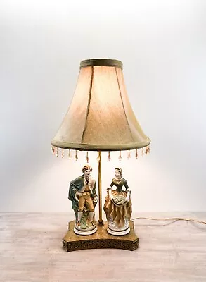 Vintage Boudoir Lamp Porcelain Figurine French Colonial Couple Brass Base READ • $58