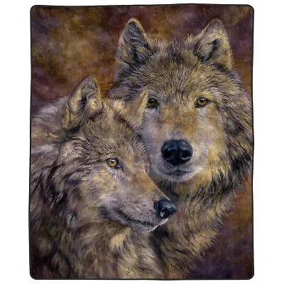 Full Queen Size Luxury Mink Blanket Wolf Pair Super Soft 74 X 91 Inch 7.5 Lbs • $46.99