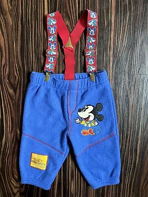 Baby Mickey Mouse Overall Suspenders Embroidered Vintage Disney 6-9 Months • $35