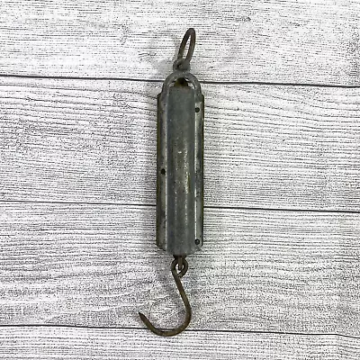 Antique BRASS HANGING SCALE 25 Lb Royal Spring Balance Fishing / Industrial Tool • $19.99