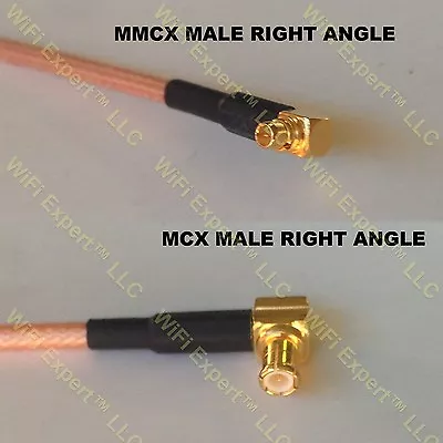 USA-CA RG316 MMCX MALE ANGLE To MCX MALE ANGLE Coaxial RF Pigtail Cable • $13.99