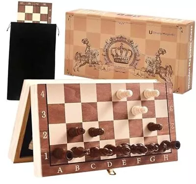 Chess Set-Magnetic Wooden Chess Set-Game Chess Storage Slot-Folding Board  • $31.97