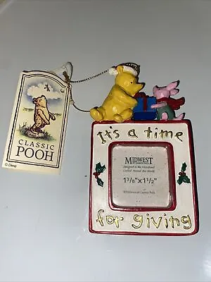Midwest Pooh & Piglet  Christmas Ornament Photo Frame - It’s Time For Giving • $13.49