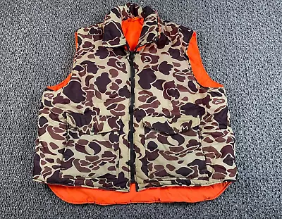 VTG Winchester Reversible Camouflage Puffer Vest Adult XL Camo Blaze Orange • $24