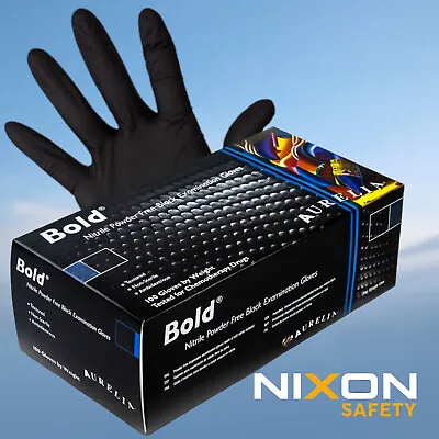 Aurelia Bold Powder Free Strong Black Disposable Nitrile Gloves • £8.49