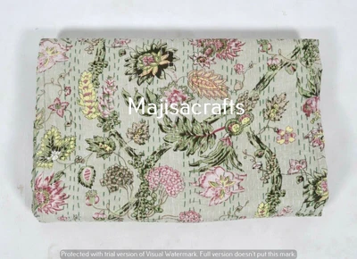 £39.99 • Buy Indian Handmade Kantha Bedding Floral Bedspread Quilt Blanket Cotton Twin Throw 