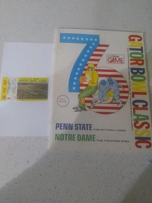$25 • Buy 1976 Gator Bowl Notre Dame ND Penn State Program Ticket Stub Joe Montana Vintage